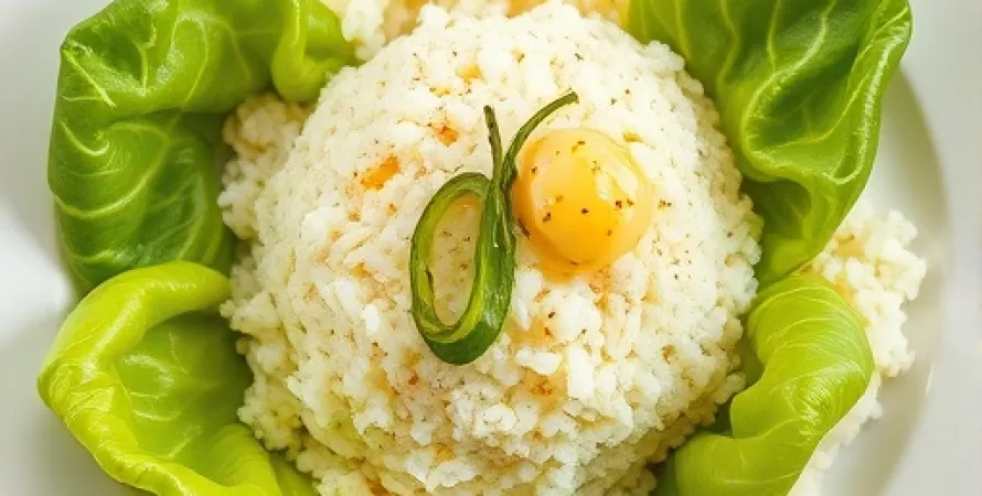 Feuilles de chou vert au riz