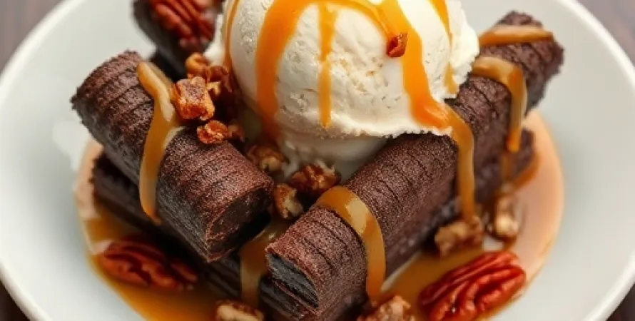 Gâteau de glace au chocolat et noix de pécan