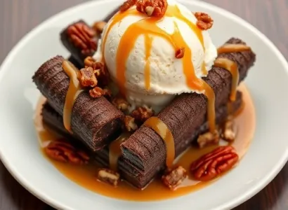 Gâteau de glace au chocolat et noix de pécan
