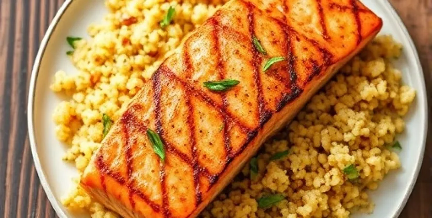 Saumon grillé au couscous