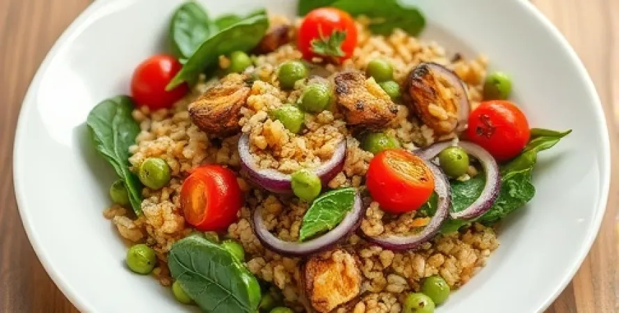 Salade d'orge et légumes rôtis