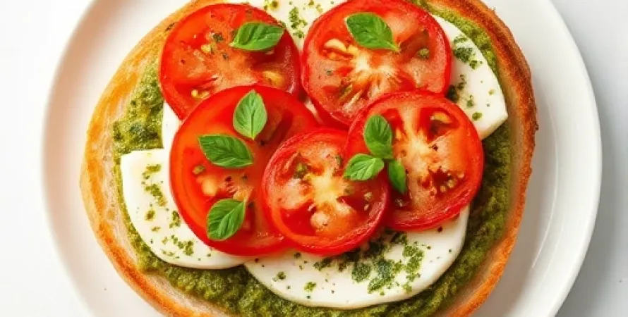 Tartine au pesto et tomate