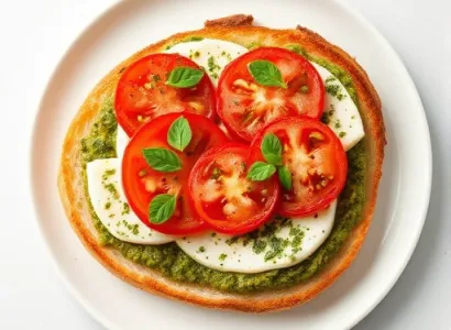 Tartine au pesto et tomate