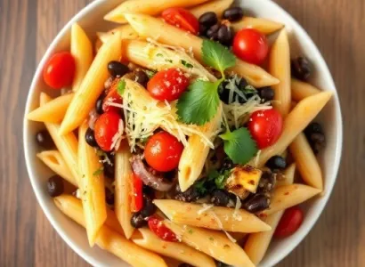 Pâtes penne aux haricots noirs