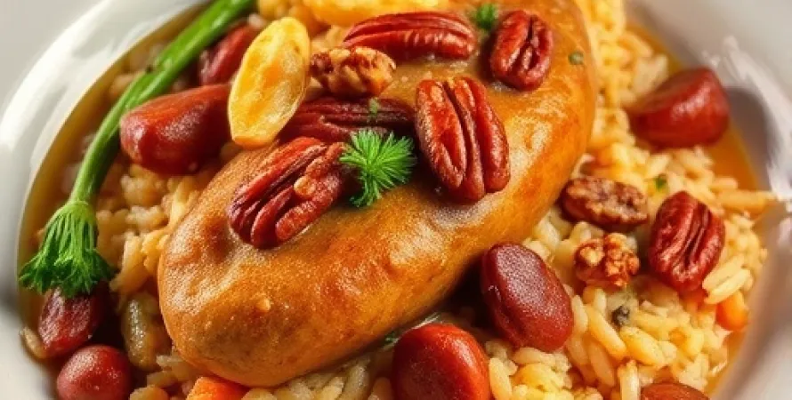 Saucisses et riz au four