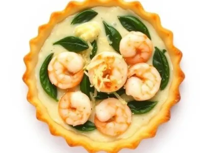 Tarte aux épinards, crevettes et artichauts