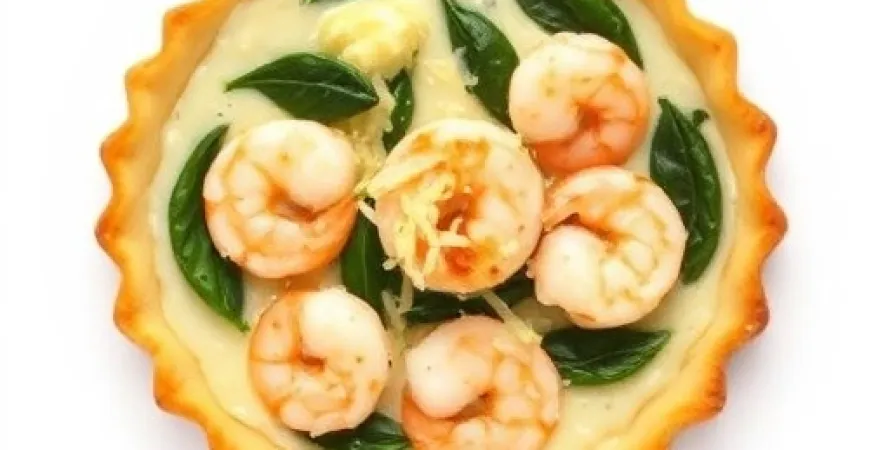 Tarte aux épinards, crevettes et artichauts