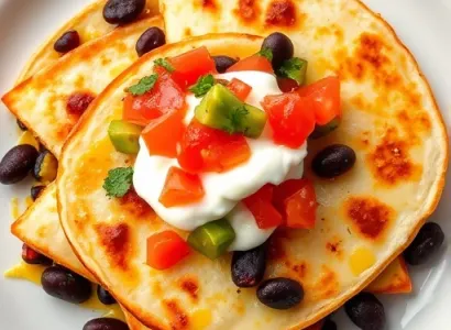 Quesadillas de maïs noir et haricots