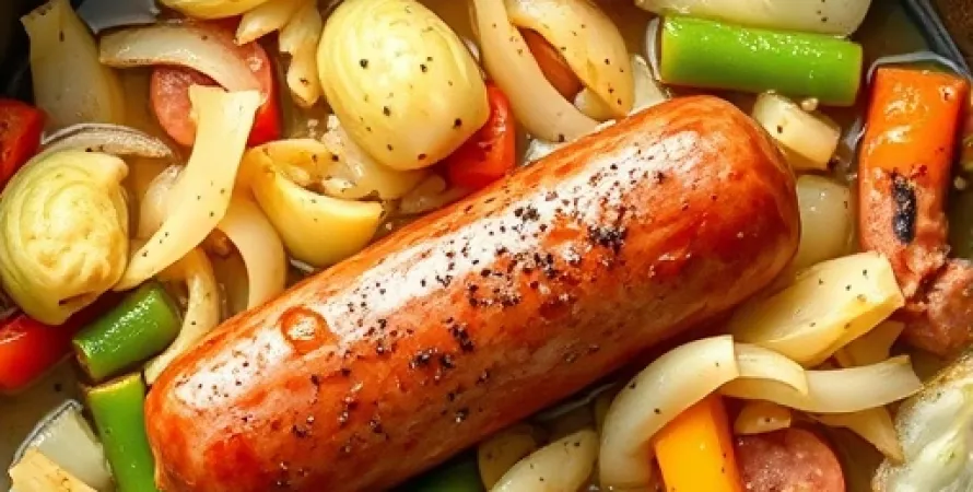 Poêle de kielbasa et chou