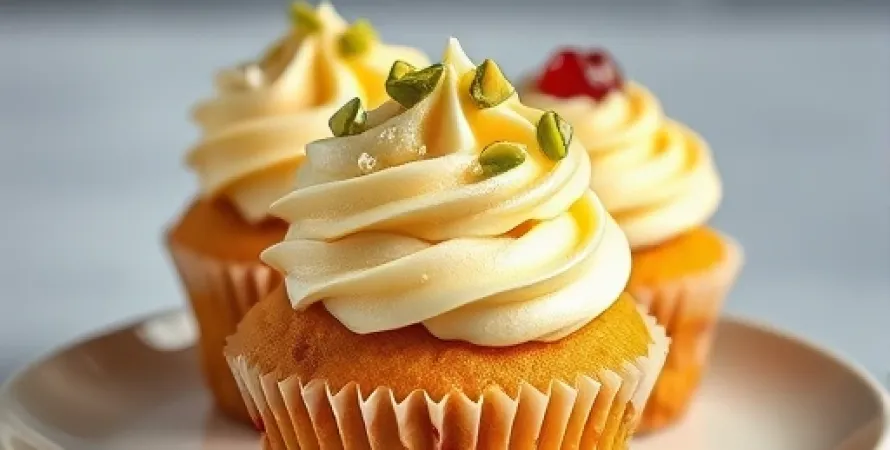 Cupcakes au beurre de pistache et confiture de fruits rouges