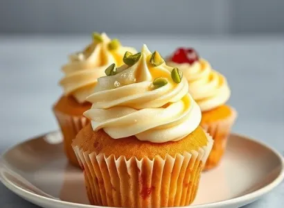 Cupcakes au beurre de pistache et confiture de fruits rouges