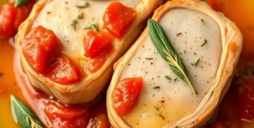Côtes de porc à la sauce tomate et sauge