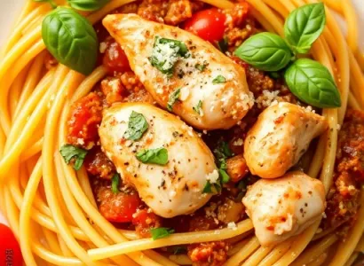 Pâtes au ragout de poulet