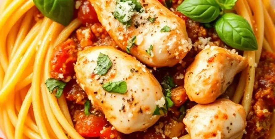Recette Pâtes au ragout de poulet