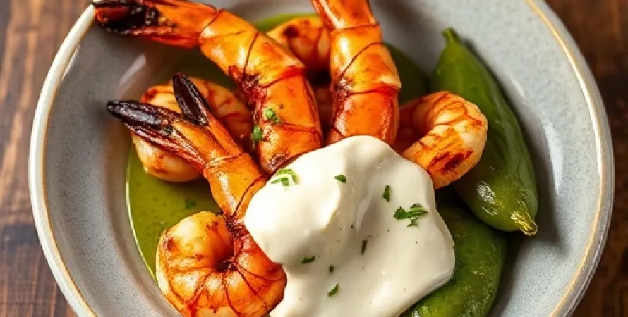Crevettes fumées aux poblanos