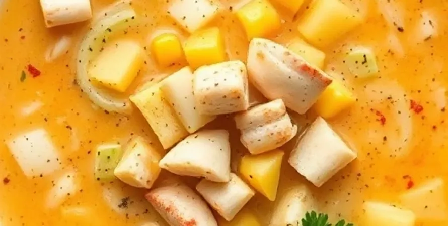 Potage de maïs frais et crabe
