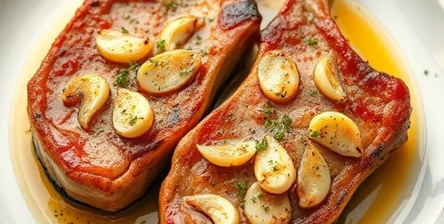 Côtes de porc au four avec ail