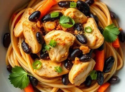 Pâtes aux haricots noirs et au poulet