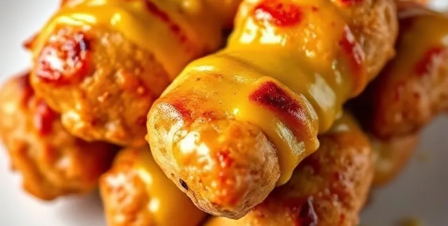 Brochettes de poulet au fromage et moutarde