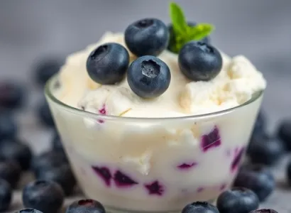 Glace au lait de riz et aux myrtilles