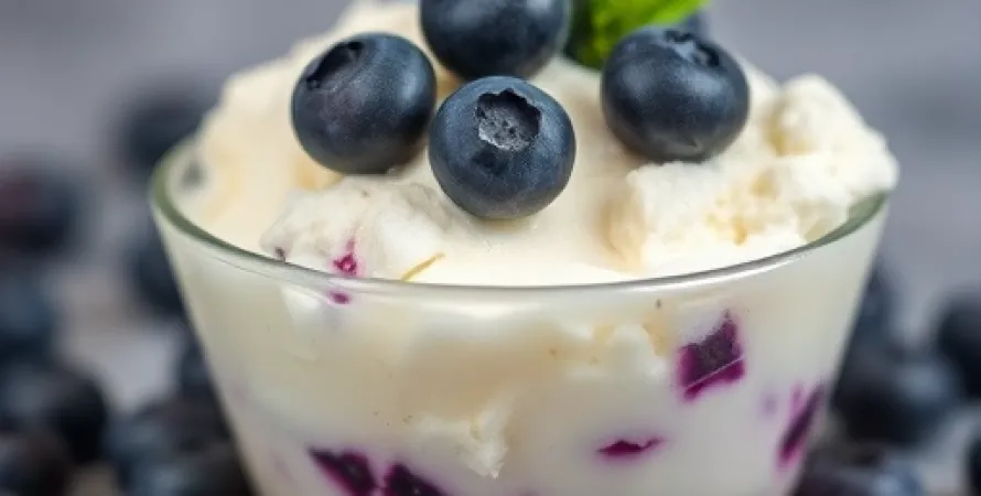 Glace au lait de riz et aux myrtilles