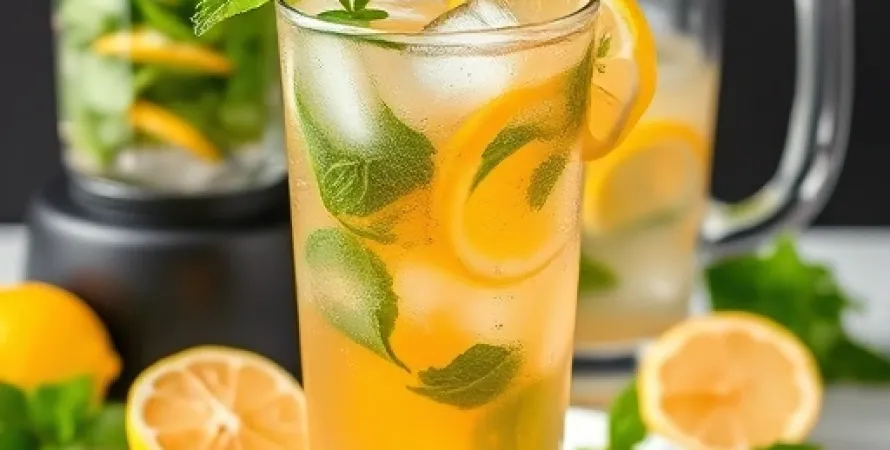 Thé glacé au citron et à la menthe