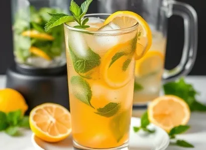Thé glacé au citron et à la menthe
