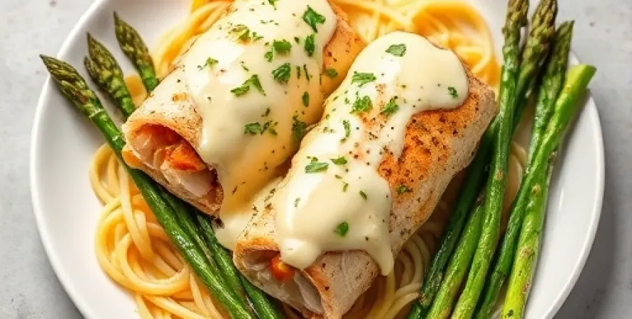 Rouleaux de poulet aux asperges