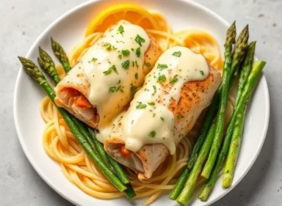 Rouleaux de poulet aux asperges