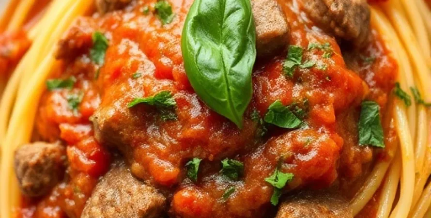 Spaghetti au boeuf et aux herbes