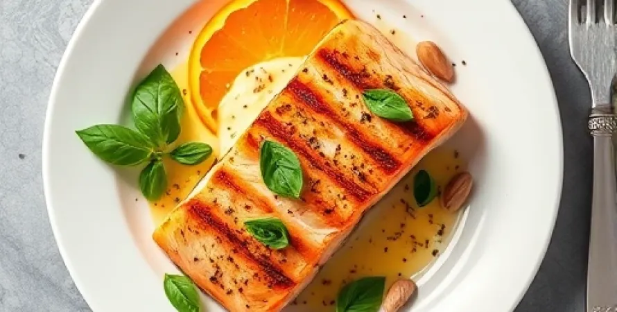 Saumon au beurre d'orange et basilic