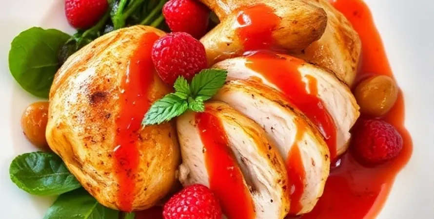 Poulet au balsamique aux fraises et amandes