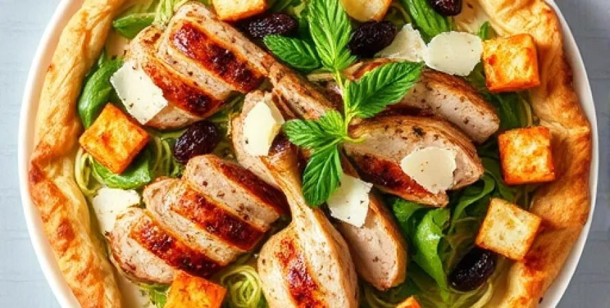Galette de poulet aux raisins et salade César
