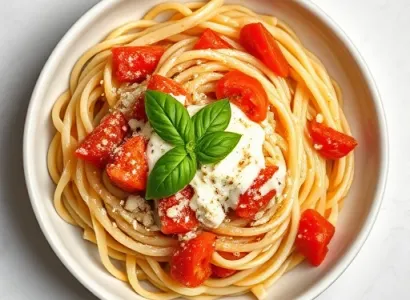 Pâtes à la crème de tomate et basilic végan