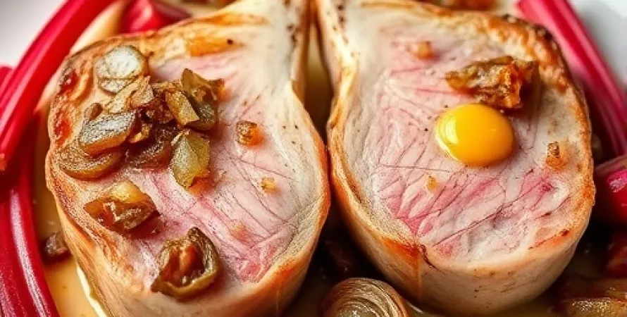 Côtes de porc à la rhubarbe