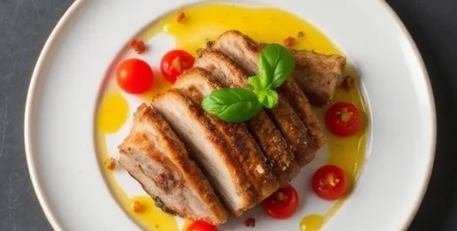 Porc cuit au jus de tomate