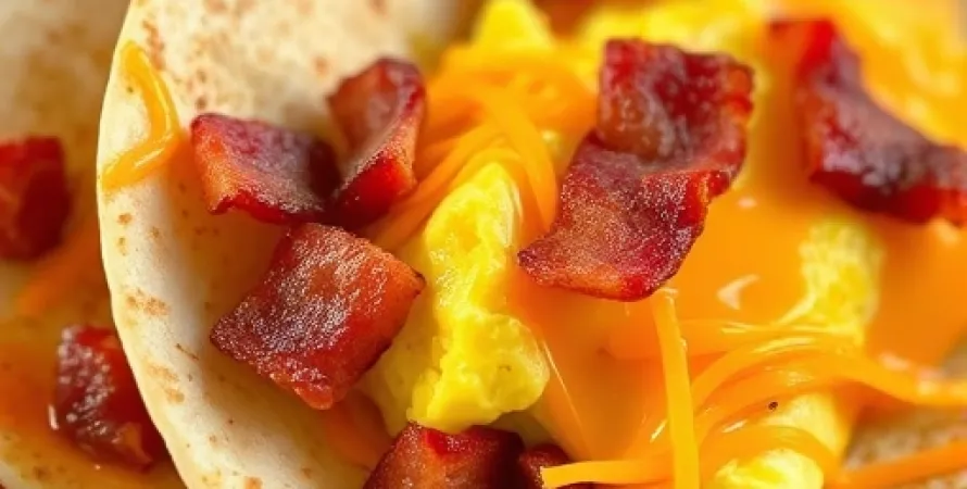Tortillas au fromage, oeufs et bacon