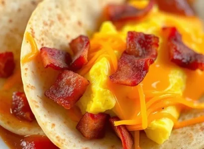 Tortillas au fromage, oeufs et bacon