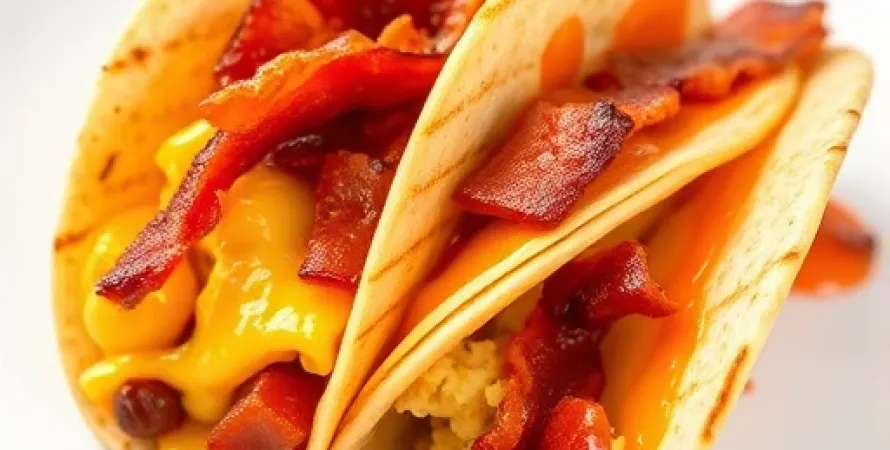 Tacos au Bacon, Fromage et Œufs