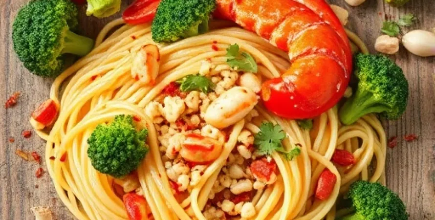 Pôelée de pâtes au crabe artificiel et légumes