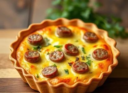 Quiche aux saucisses et fromage