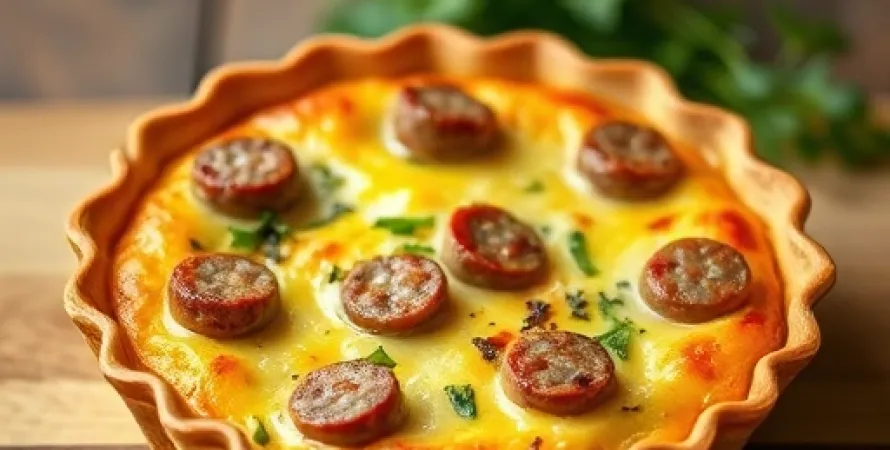 Quiche aux saucisses et fromage