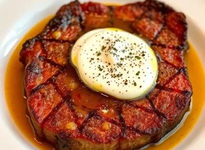 Steak au four avec sauce à la moutarde