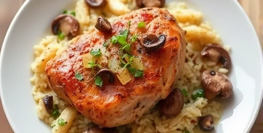 Recette Poulet au riz sauvage et champignons