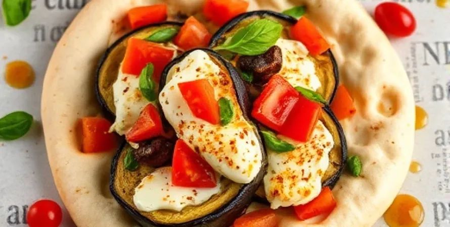 Aubergine et fromage dans des pita