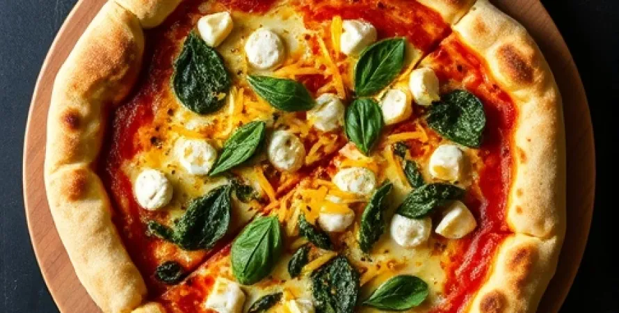 Pizza au spinach et à l'artichaut