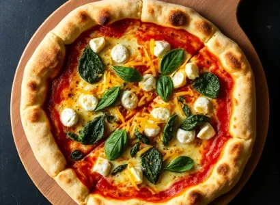 Pizza au spinach et à l'artichaut