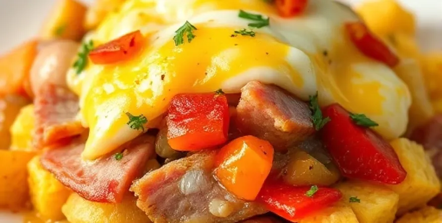 Petit déjeuner au jambon et aux pommes de terre