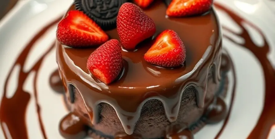 Gâteau glacé au chocolat et aux fraises