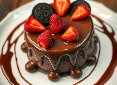 Gâteau glacé au chocolat et aux fraises